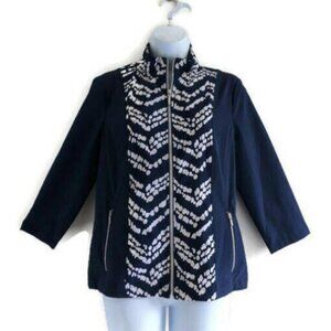 Chico's Zenergy Neema Zip Up Jacket 0 / Sm Blue Print Travel Athleisure
